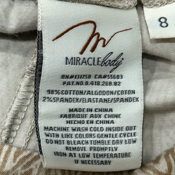 Miraclebody Womens Beige Printed Mid Rise Stretch Waist Pull-On Pants Size 8 - Picture 6 of 9